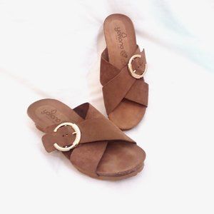 Yokono Spain Nubuck Comfort Sandals Adjustable Crossband Buckle Cork 9